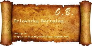 Orlovszky Bertalan névjegykártya
